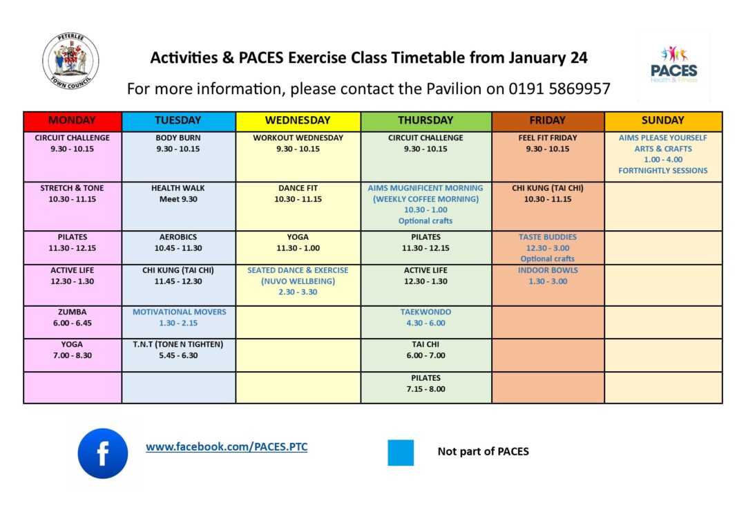 PACES timetable from January 2024
